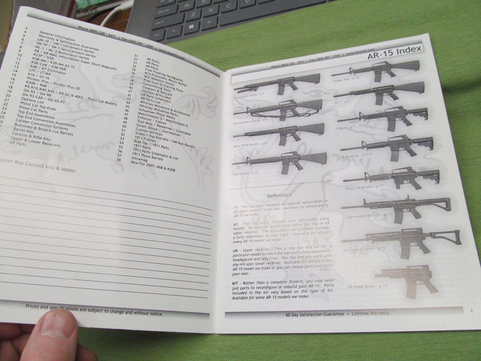 Olympic Arms 2007 Retail Catalog -58 pages -Pics, Prices, Parts Lists -w/Pistols