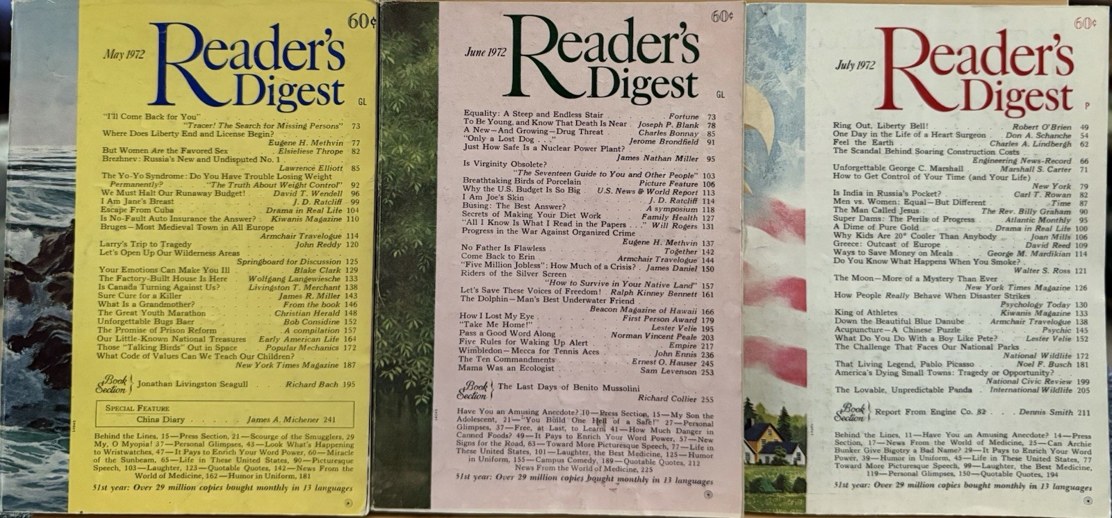 1972 May June July READER’S DIGEST MAGAZINE Vintage Retro Timeless Short Stories
