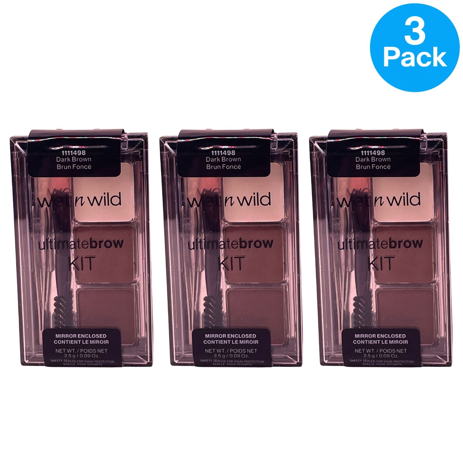 Wet n Wild Ultimate Brow Kit Dark Brown 3 Pack Eyebrow Powder Wax