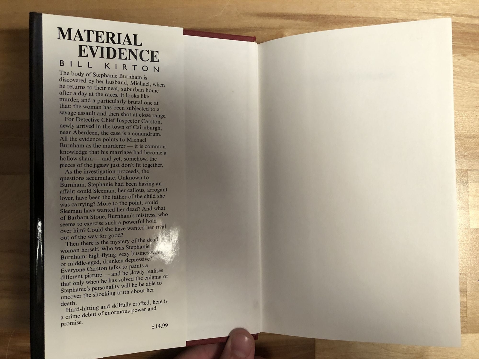 Material Evidence Piatkus Crime by Bill Kirton First 1st Edition LN HC 1995