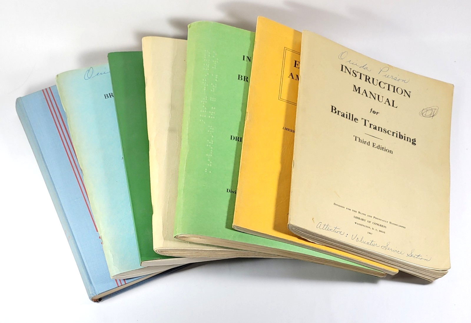 Braille Instruction Manual Lot of 7 Books Manuals Drills Transcribing