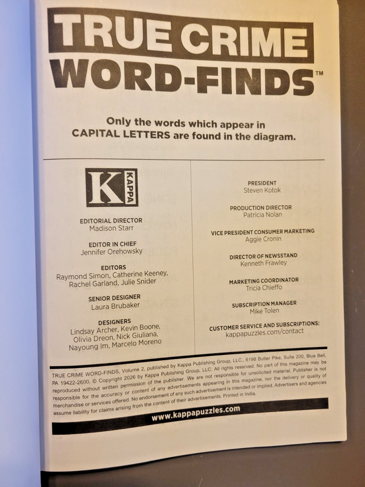 True Crime Word-Finds Large Print Puzzle Book by Kappa