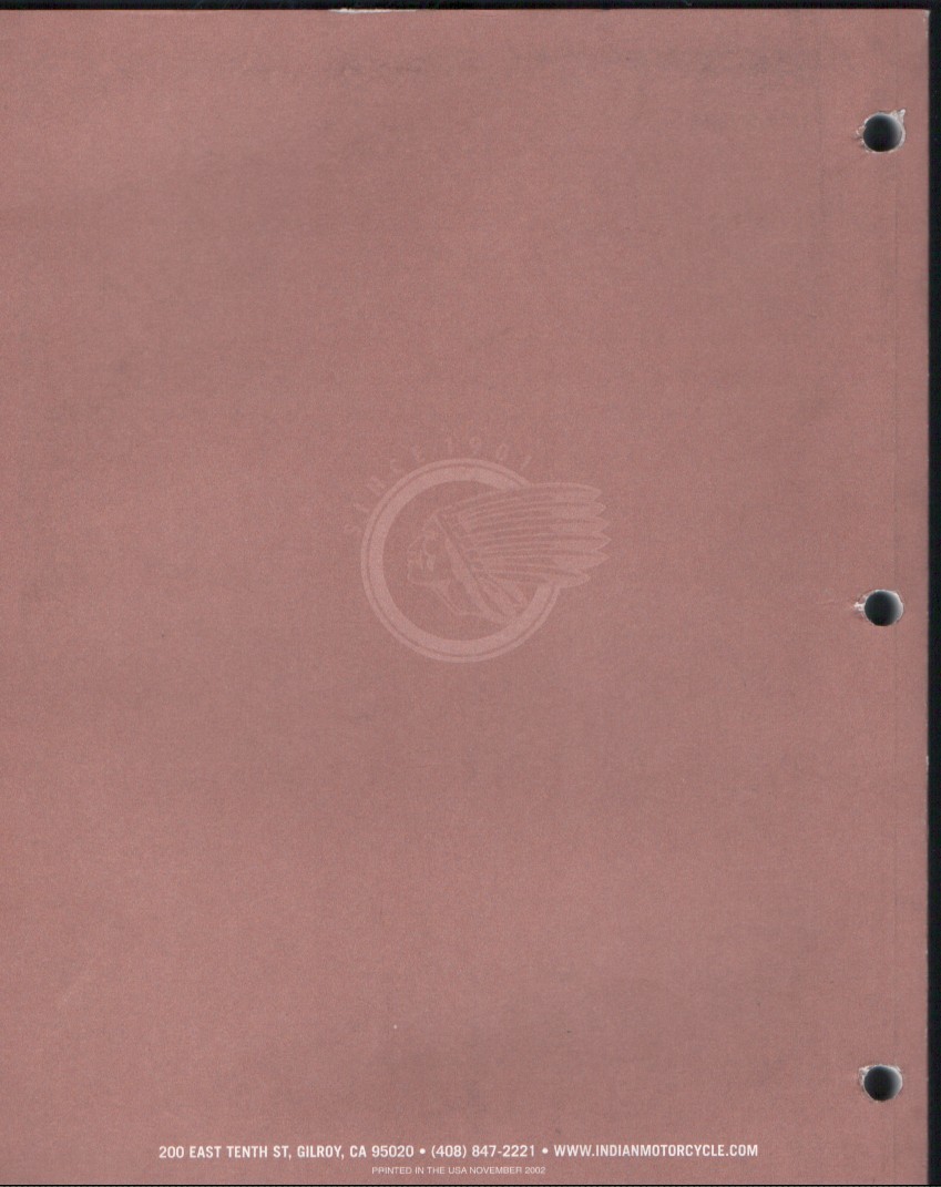 Indian Motorcycle 2002 Chief Models Parts Catalog MN2787