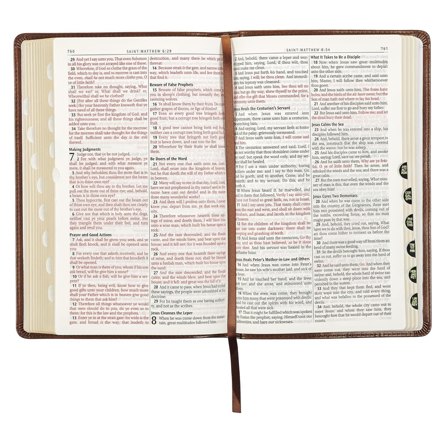 The Holy Bible Kings James Version Bible Thumb Indexed Red Letter / Brown NEW***