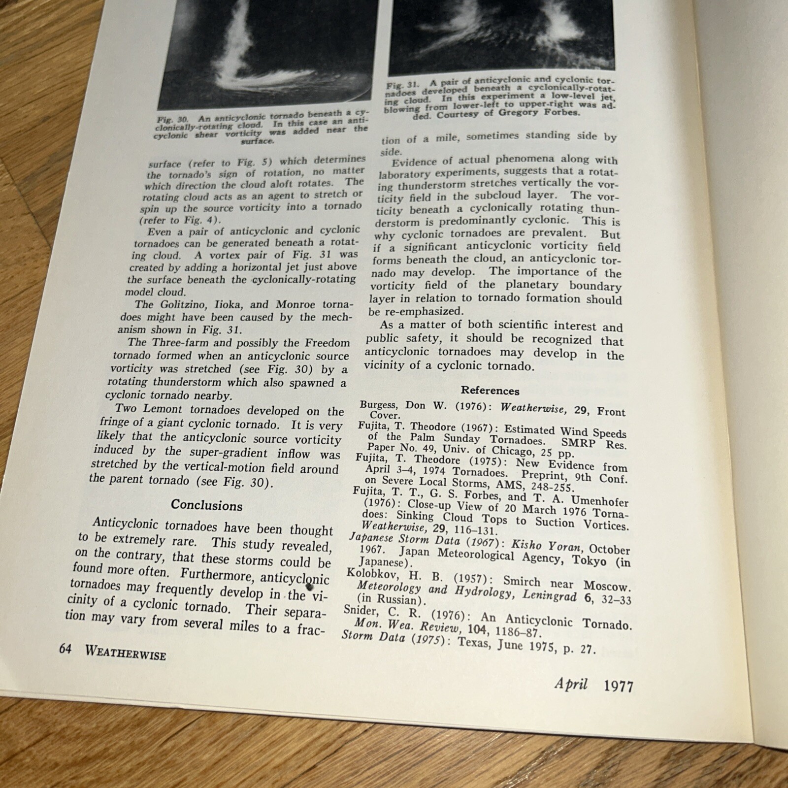 1977 ANTICYCLONIC TORNADOES by T. THEODORE FUJITA from Weatherwise Magazine