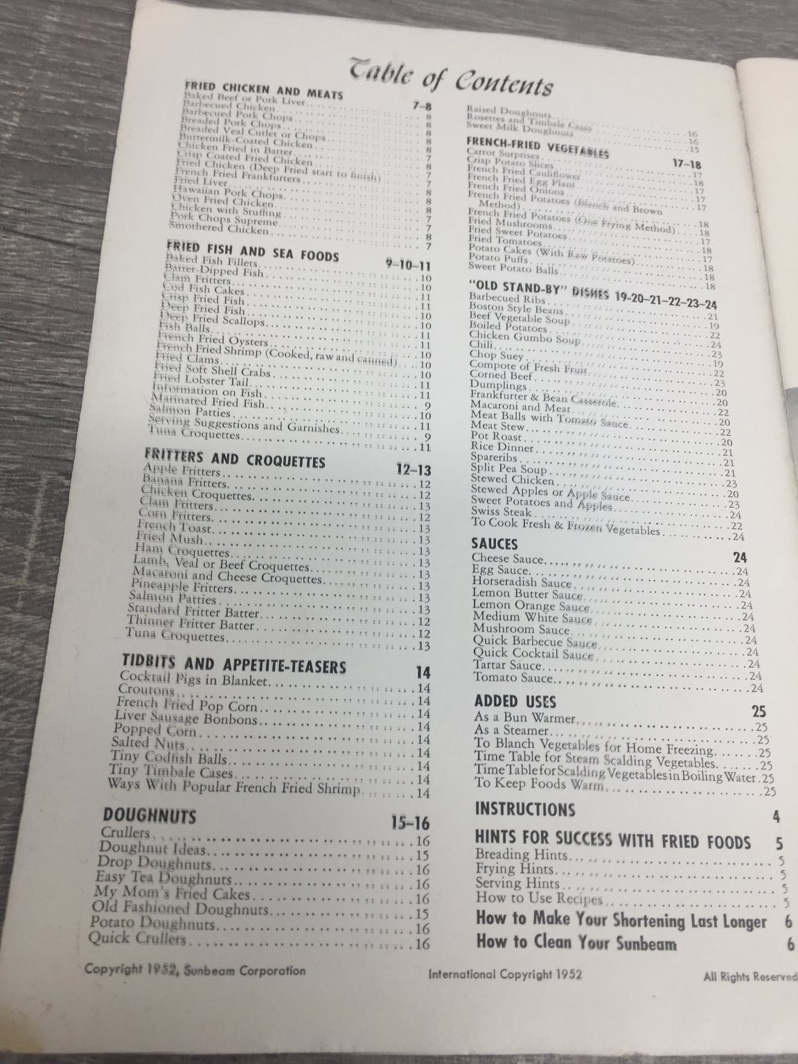 Sunbeam Cooker & Deep Fryer Cook-Guide 1952 Vintage Recipe Booklet Appliances
