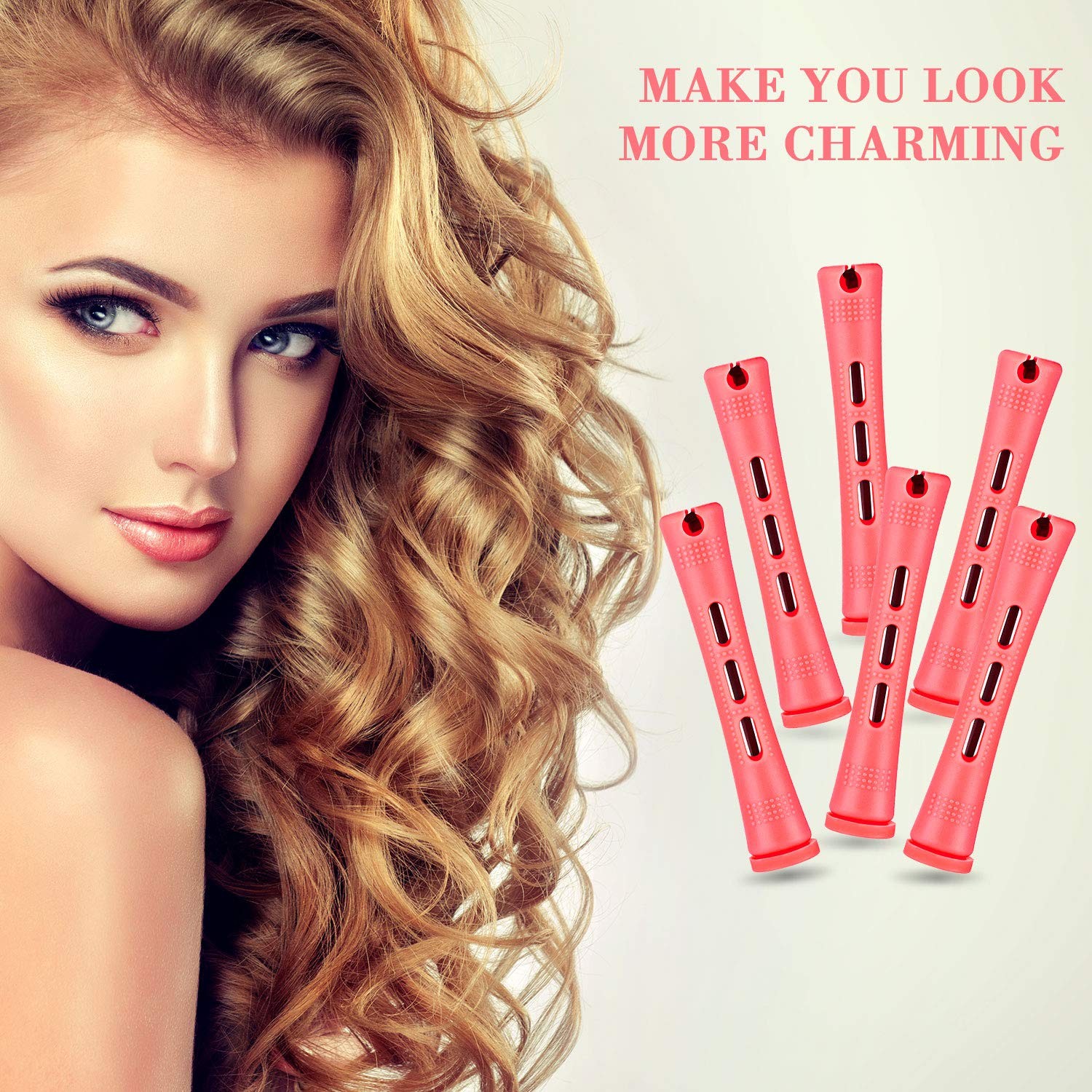 48 Pieces Hair Perm Rods Short Cold Wave 0.51 Inch (Pack of 48), Pink