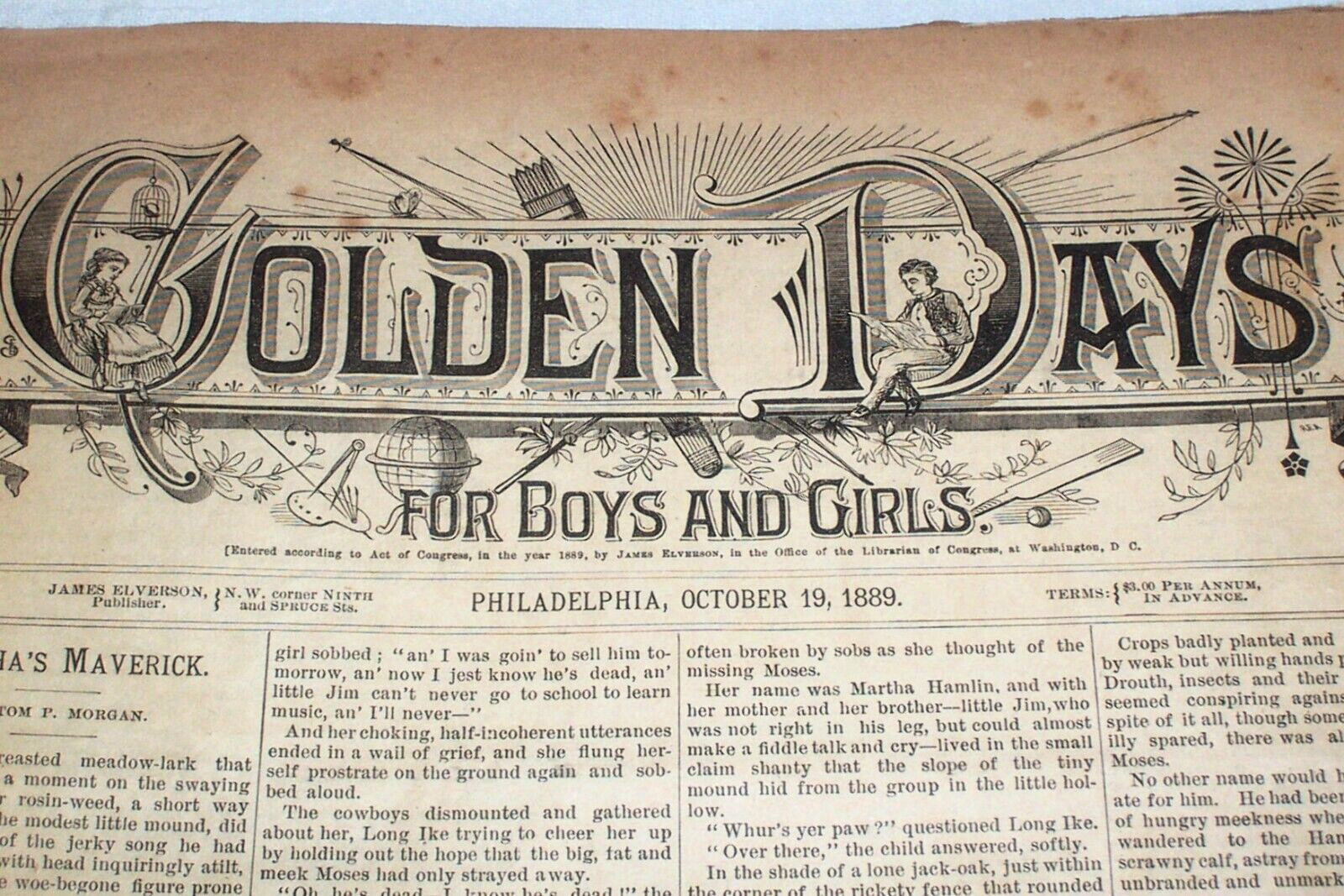 1889 Story Paper Children Halloween Games Astrology Fortune Telling Microscope