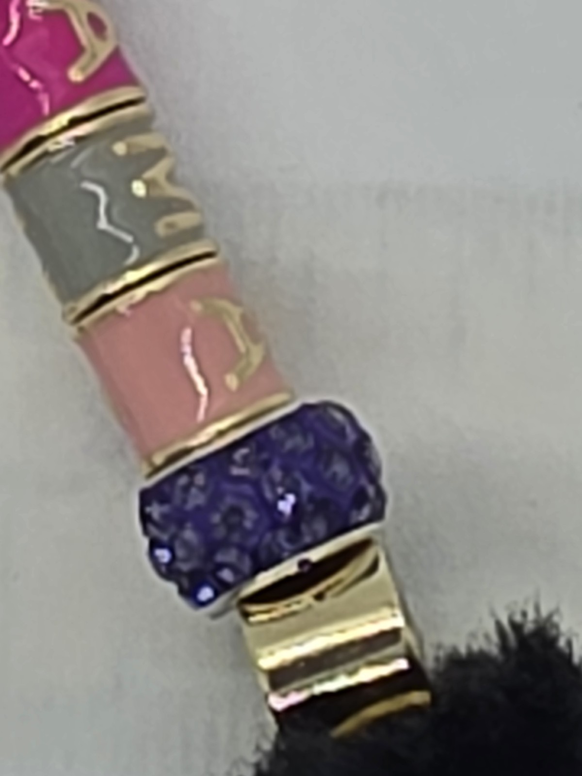 Beaded Bookmark Handcrafted Mama BEAR W/ faux Fur & Rhinestones 3.4″ In. Long.