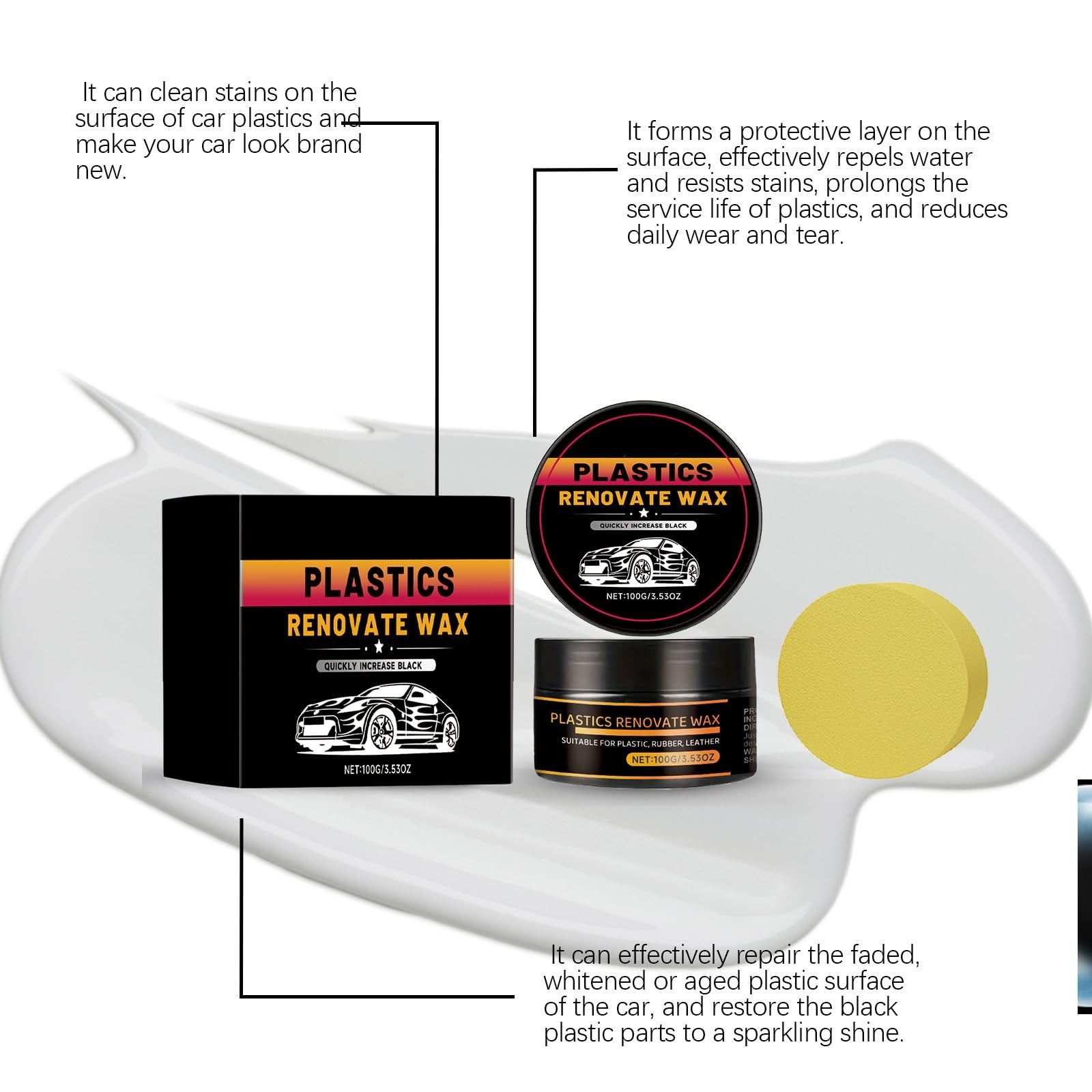 Advanced Plastic Restorer Paste for Cars – 3.5oz Scratch Repair & Cleaner, Lo…