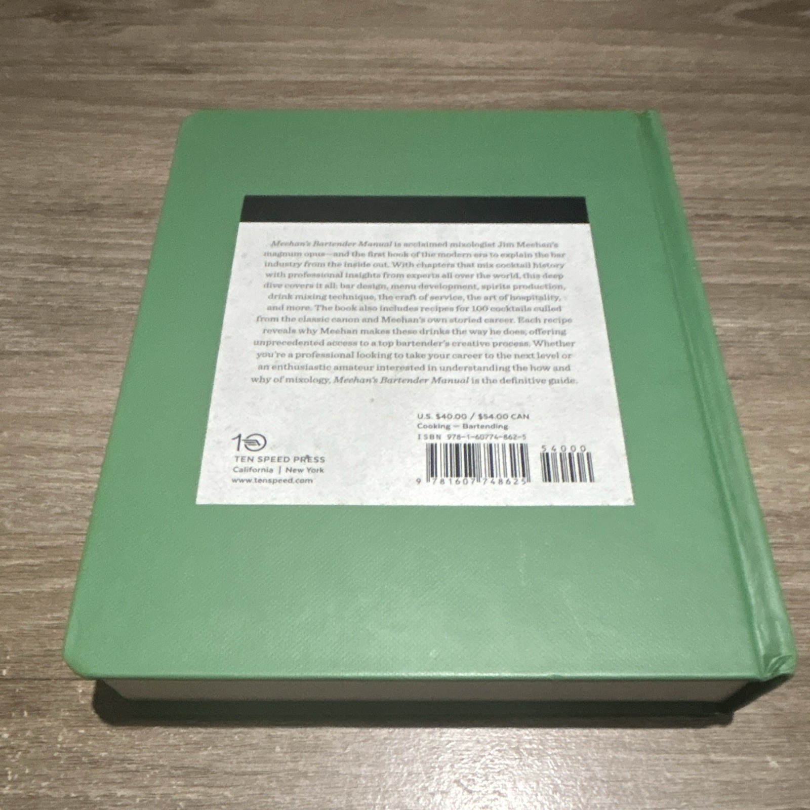 Meehan’s Bartender Manual by Jim Meehan Hardcover Ten Speed Press Mixology