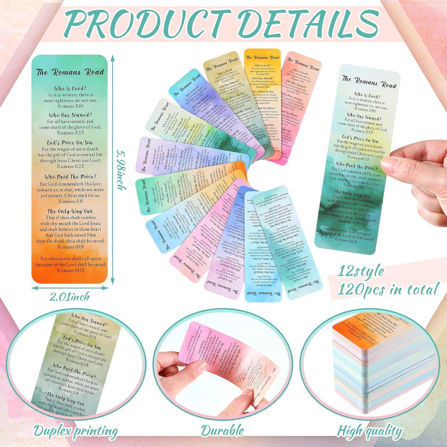 240 Pcs Romans Road to Salvation Bookmarks 6 X 2 Gospel Tracks Religious Bookmar
