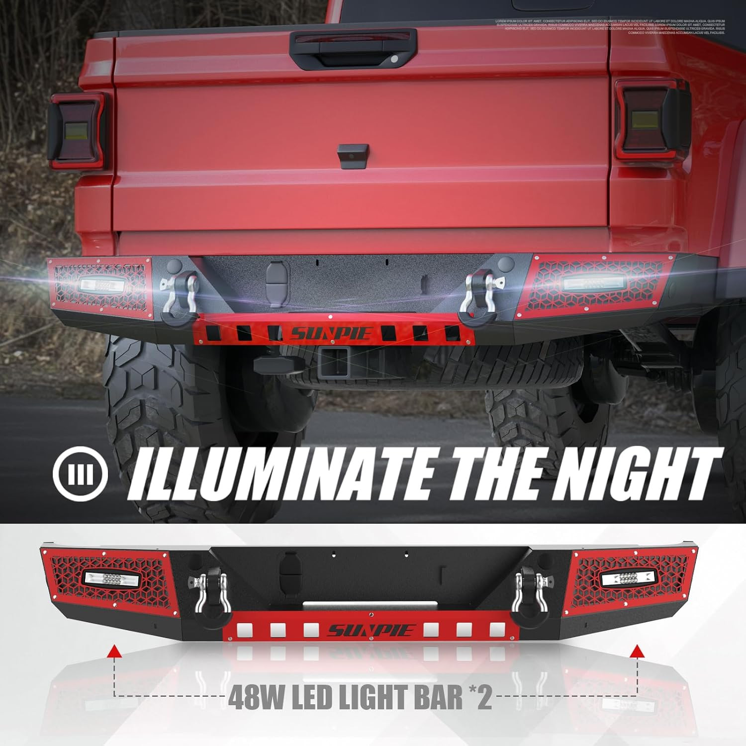 Rear Bumper Compatible with Jeep Gladiator JT 2019 2020 2021 2022 2023 2024 2025