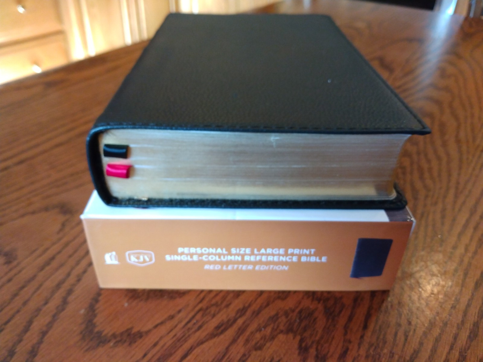 KJV Personal Size LARGE PRINT Reference Bible Genuine Bk Leather~ Retails 109.99