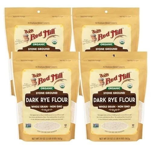 Bob’s Red Mill Organic Dark Rye Flour, 20oz (Pack of 4) – Non GMO, BB: 04/27