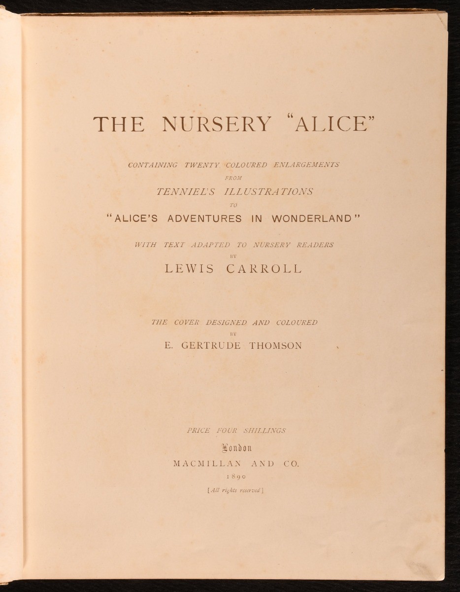 1890 The Nursery “Alice” Lewis Carroll Signed Presentation Copy First Edition…