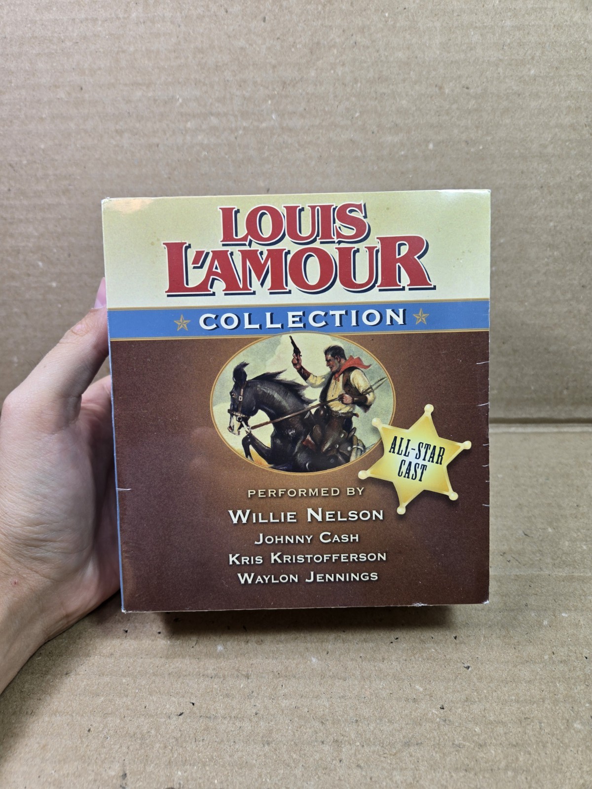Louis L’Amour Collection 4-CD Audiobook Set w/Wooden Box Willie Nelson Brand New
