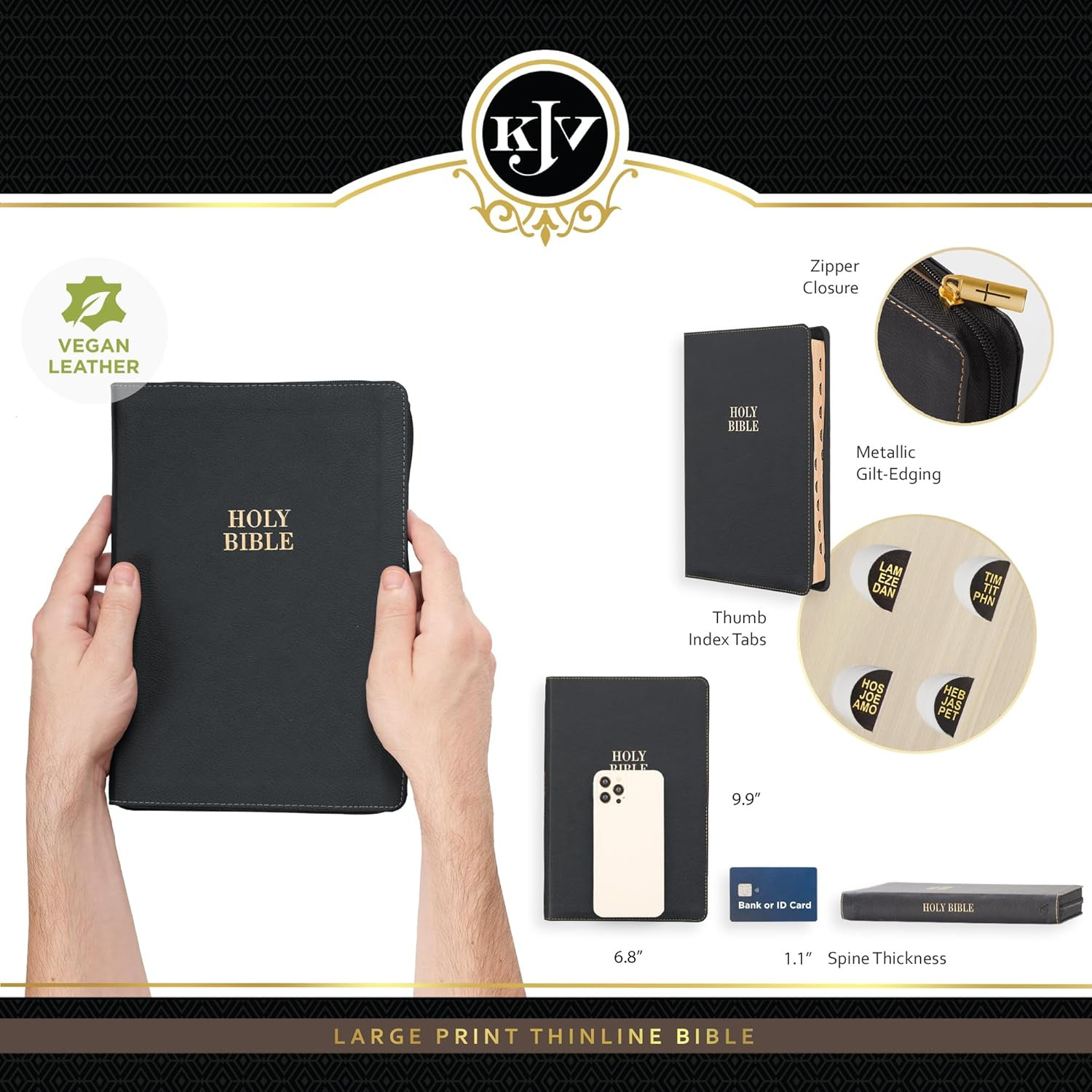 KJV Holy Bible, Thinline Large Print Faux Leather Red Letter Edition Thumb