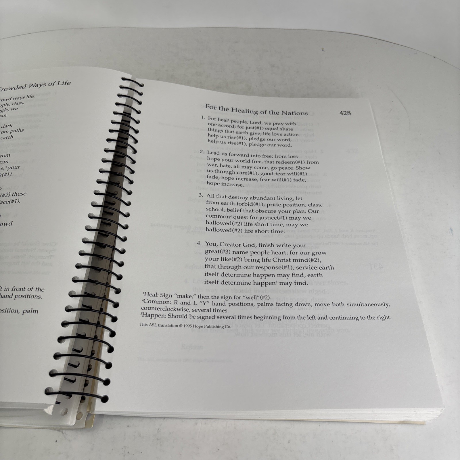 Hymns for Signing American Sign Language Spiral Bound Hymnal