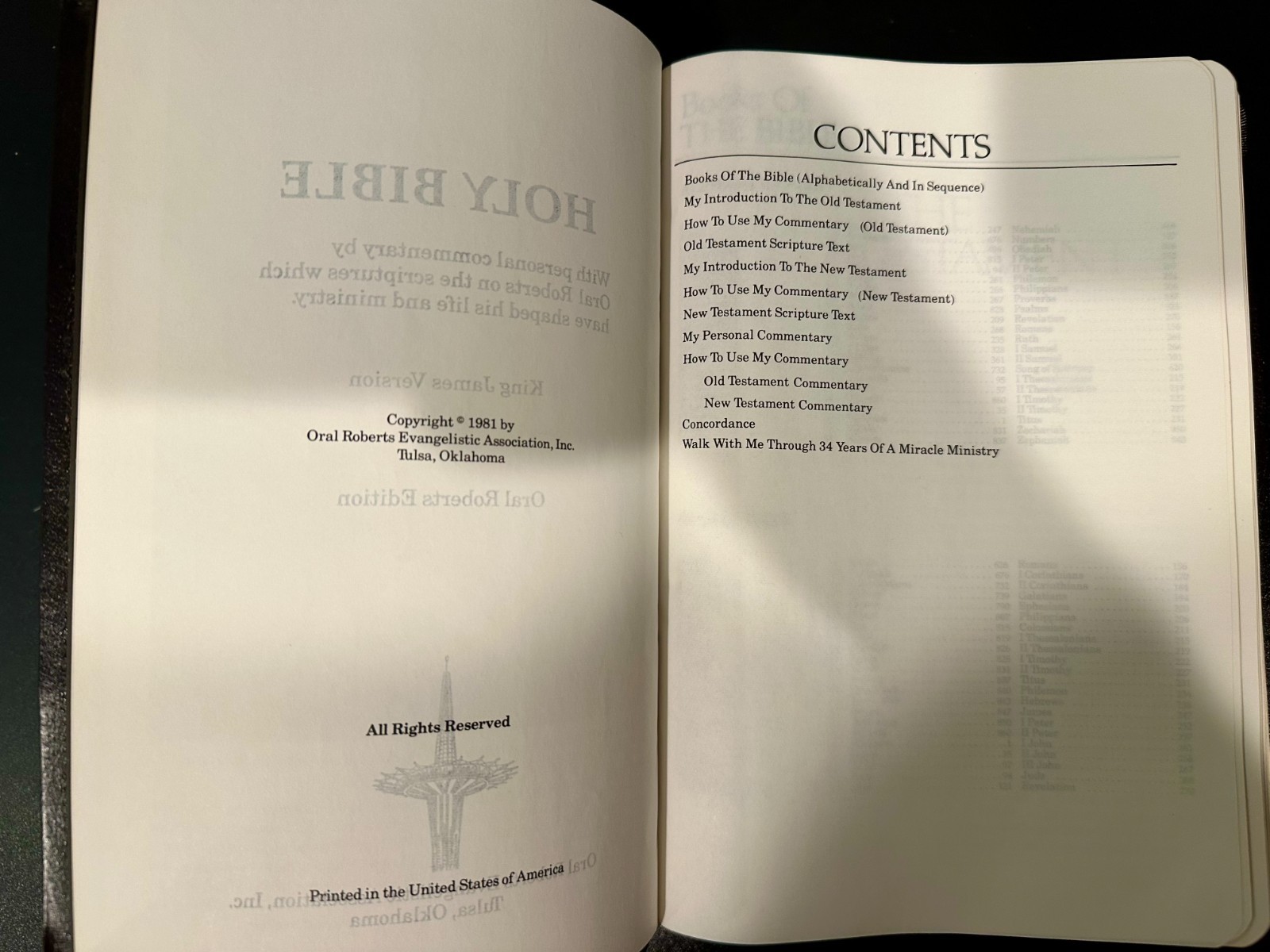 Holy Bible with Personal Commentary By Oral Roberts (KJV, Oral Roberts Edition)