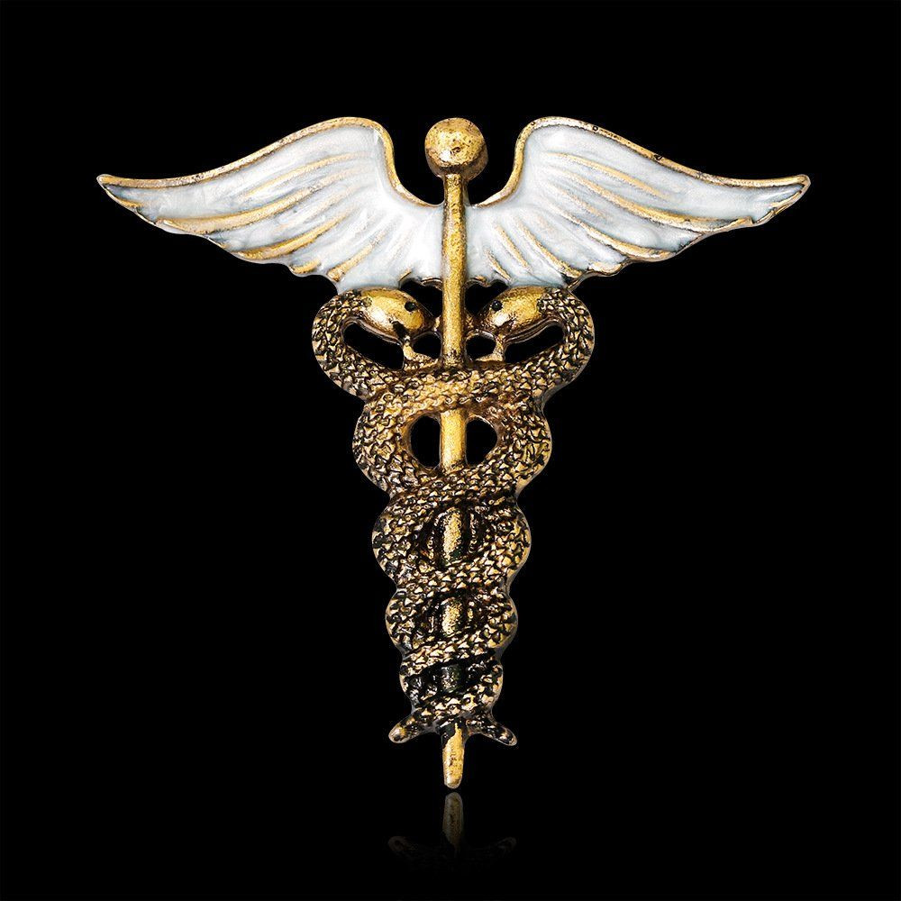Medical Symbol Caduceus Stethoscope RN Nursing 3.8*4.0cm/1.5*1.6In, Gold