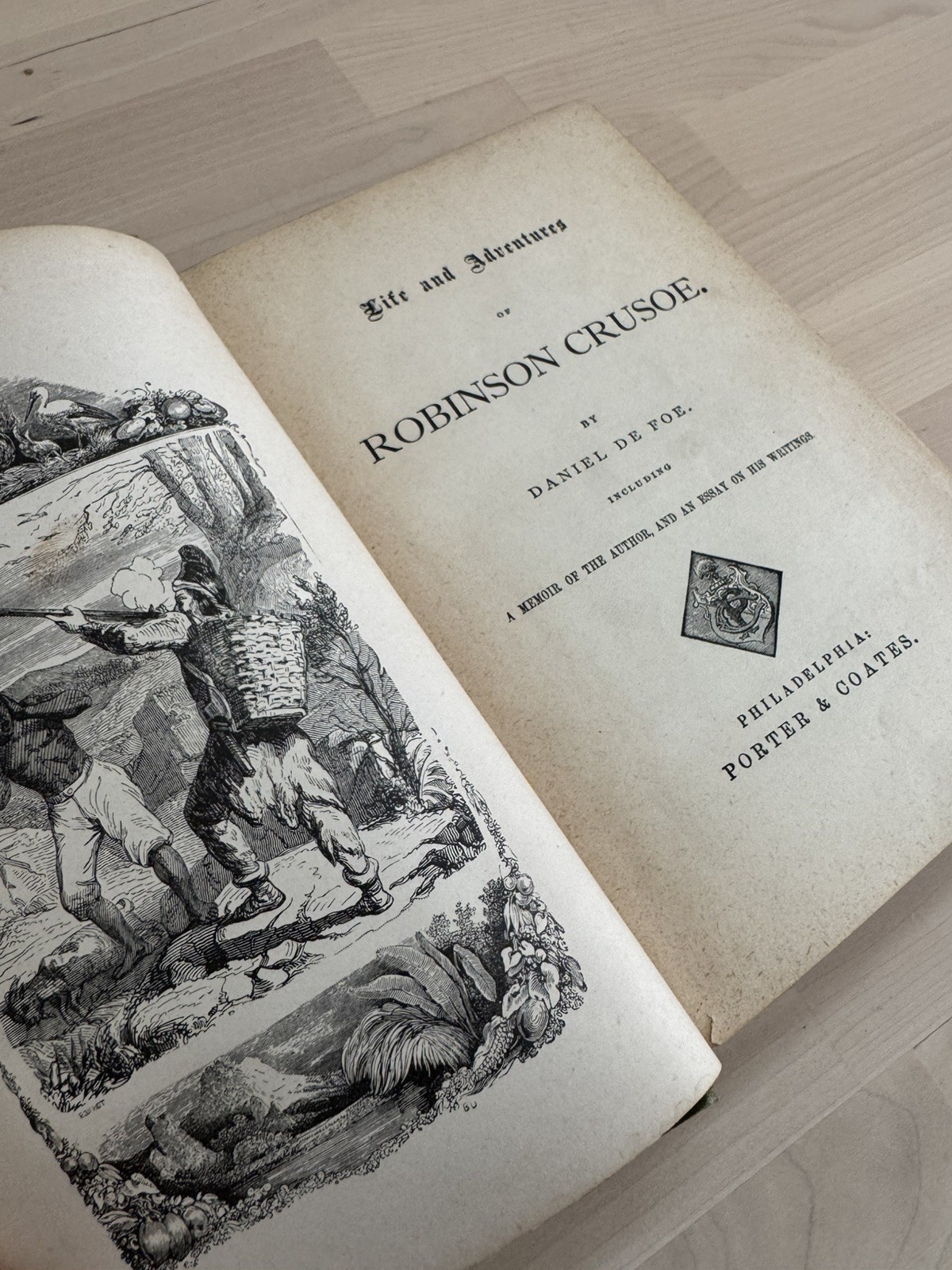 Robinson Crusoe by Daniel DeFoe 1880’s Porter & Coates Antique Hardcover Book
