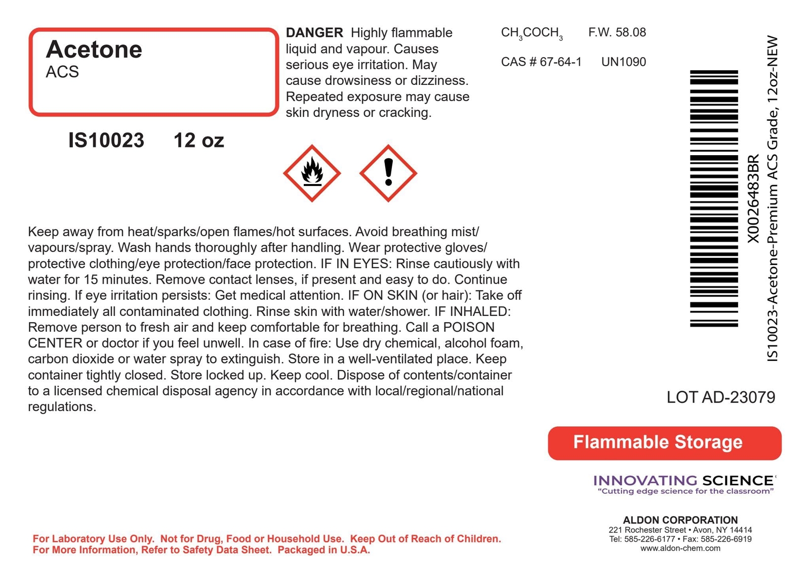 Acetone Anhydrous – Premium ACS Grade 12oz – The Curated Chemical Collection