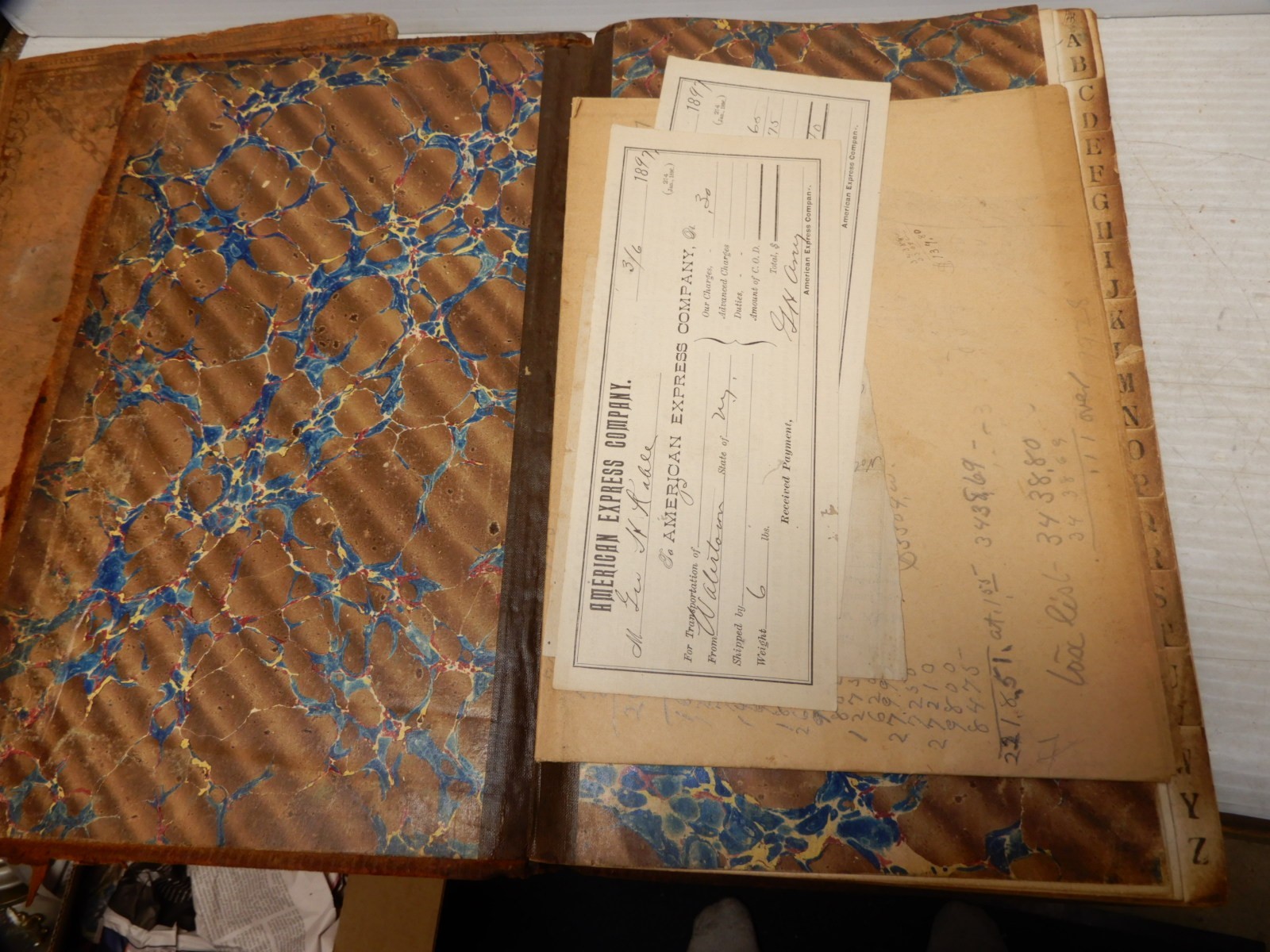 2 ANTIQUE LEATHER BOUND LEDGERS 1870-1890 NEW YORK