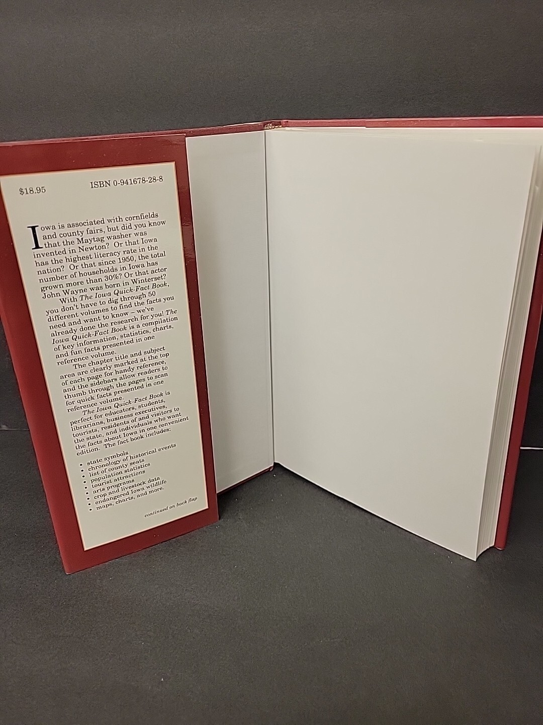 Rare “THE IOWA QUICK-FACT BOOK” Capper Press 1991 1st Edition HC w/ DJ