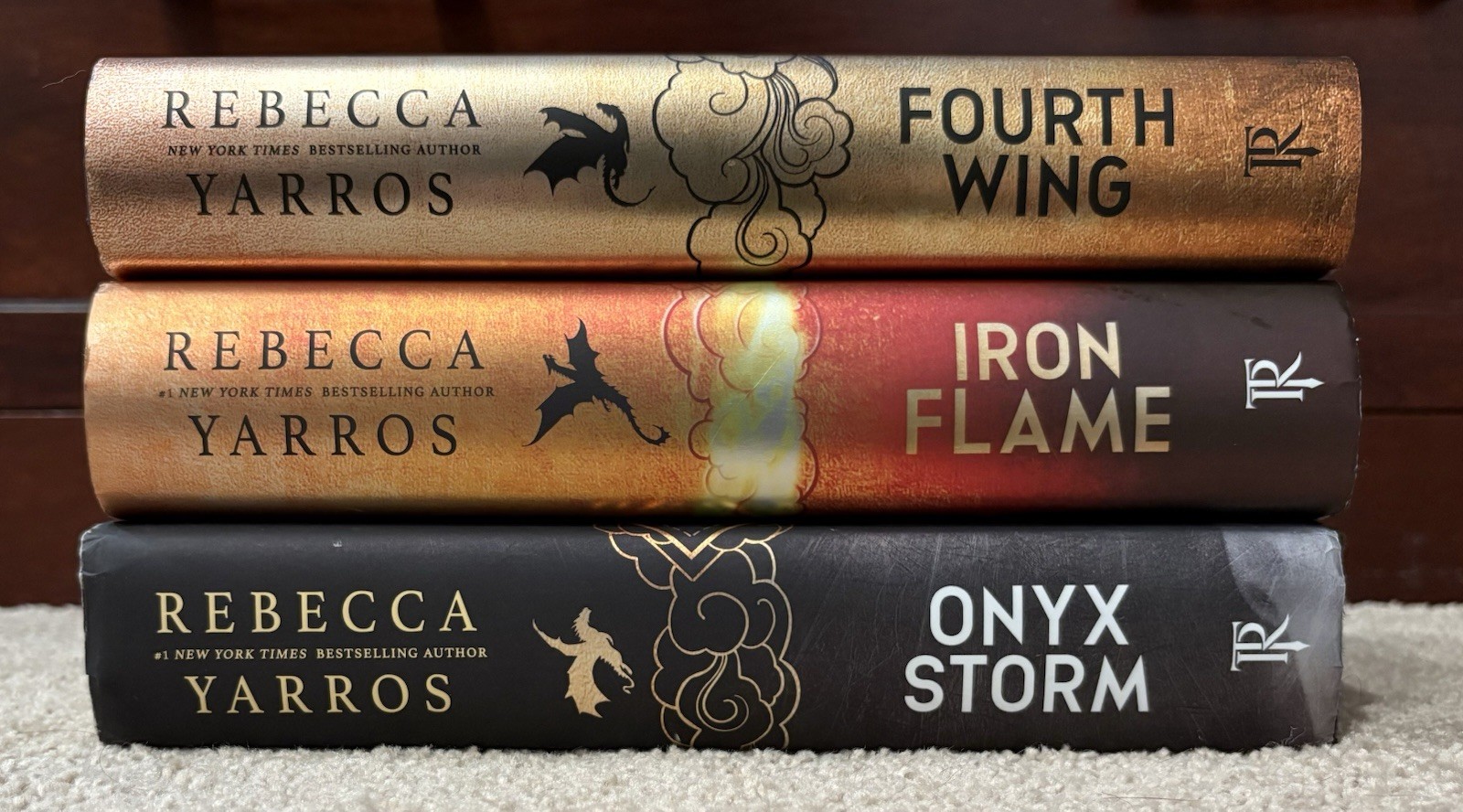 Fourth Wing, Iron Flame, Onyx Storm HC + Storage Bin Rebecca Yarros 2x 1st Print