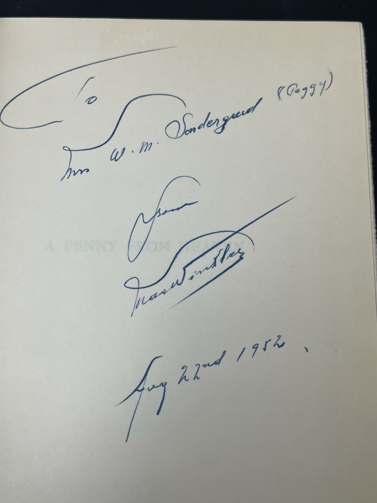 A Penny From Heaven by Max Winkler 1951 Appleton-Century-Crofts HC DJ SIGNED