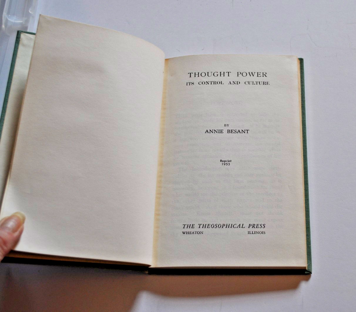 1953 “THOUGHT POWER Its Control & Culture” Annie Besant Print in Illinois HB