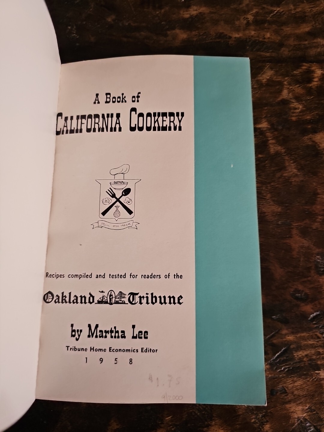 A Book Of California Cookery By Martha Lee 1958