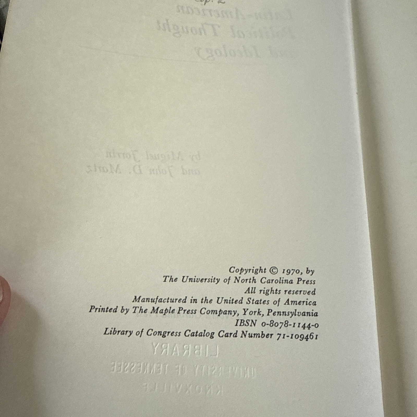 Latin American Political Thought and Ideology Miguel Jorrín 1970 HC exlib No DJ