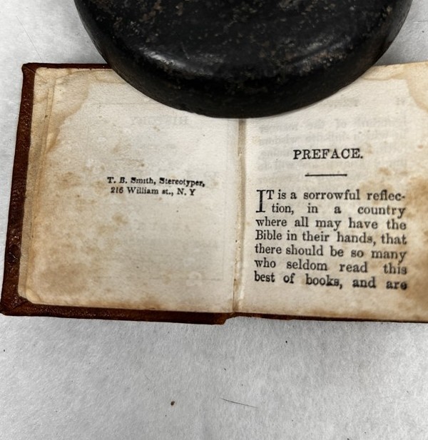 antique 1851 miniature book leather 2 x 2 History of the Bible 23 illustrations