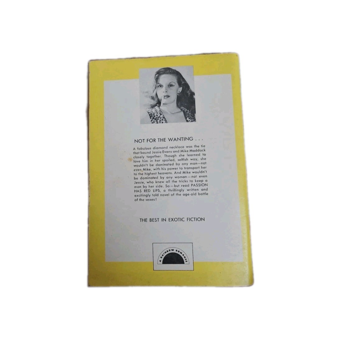 ​PASSION HAS RED LIPS Vintage Pulp Fiction 1951 Rainbow Romance Digest #108 VG