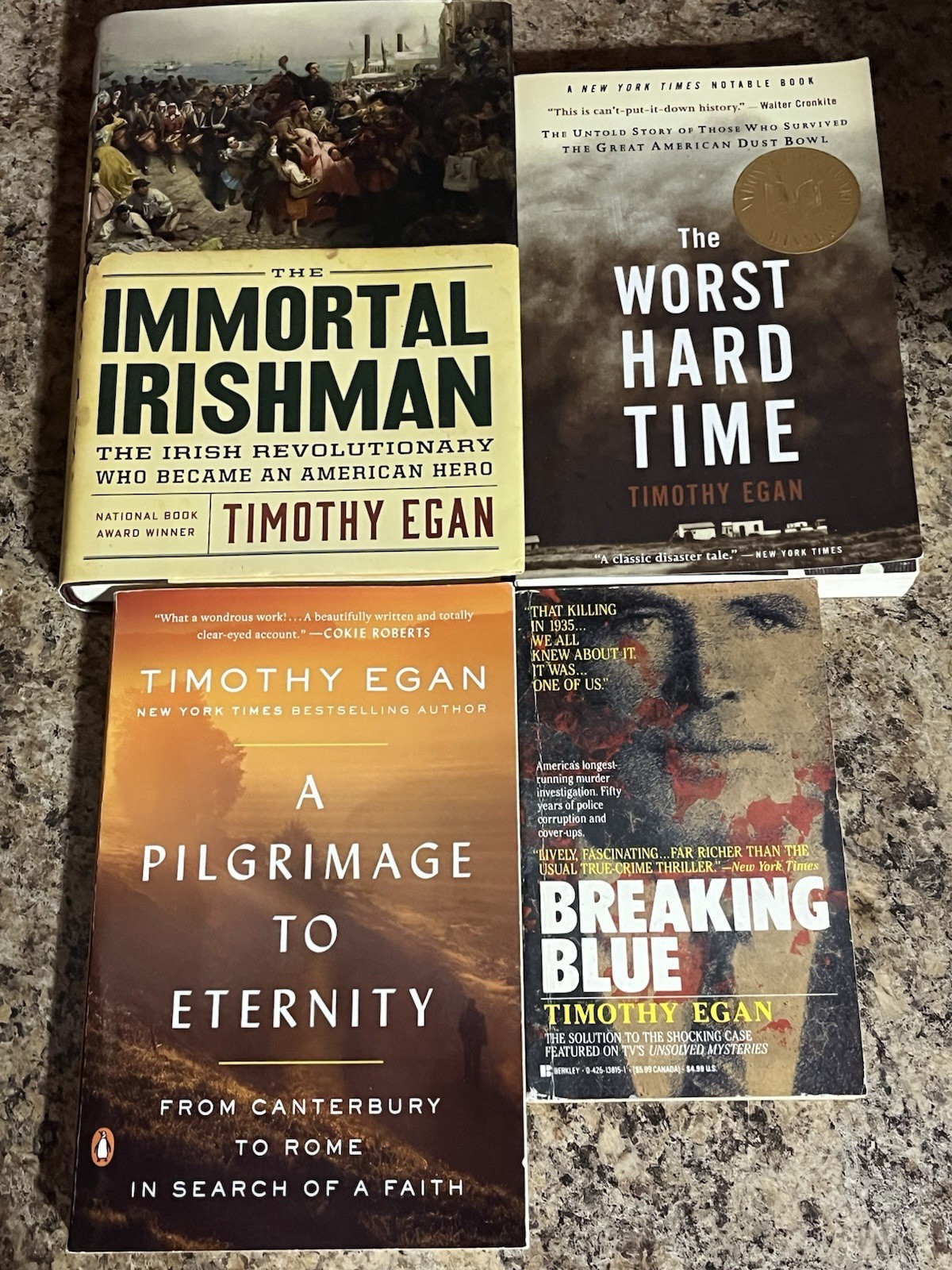 4 Book Lot Timothy Egan Immortal Irishman Worst Hard Time Breaking Blue