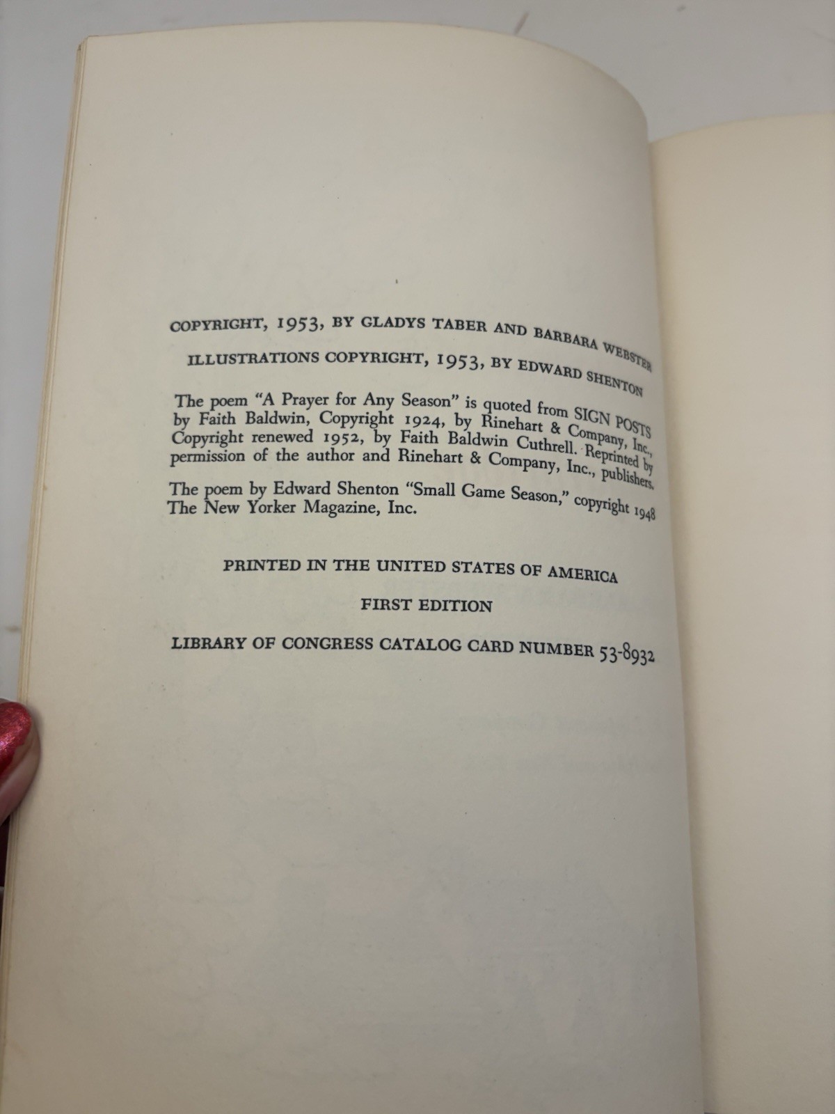 Stillmeadow and Sugarbridge Taber Webster 1953 First Ed Illustrated HC