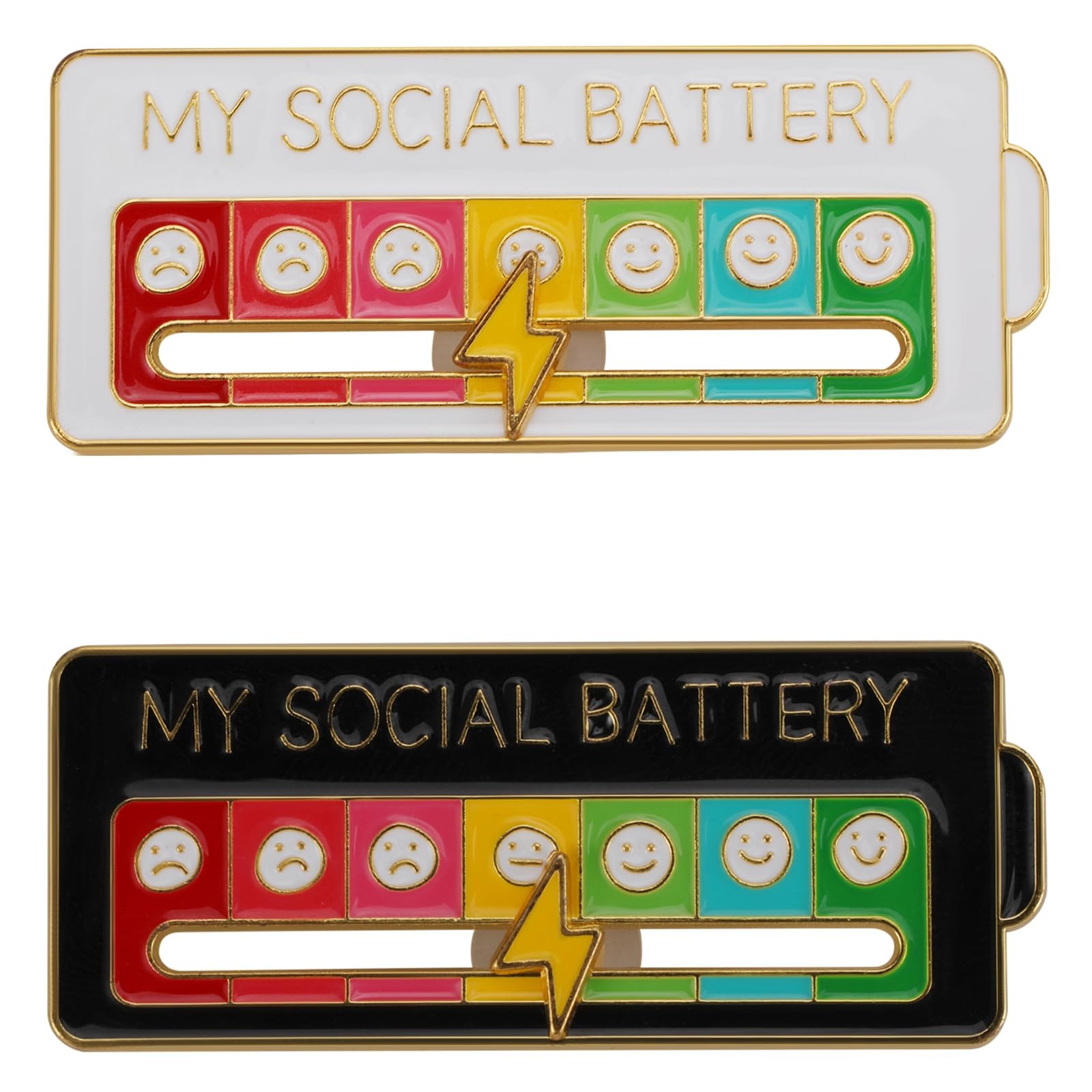 AIVIOI 2 Pieces of My Social Battery Creative Badge, 7 5CM, White + Black
