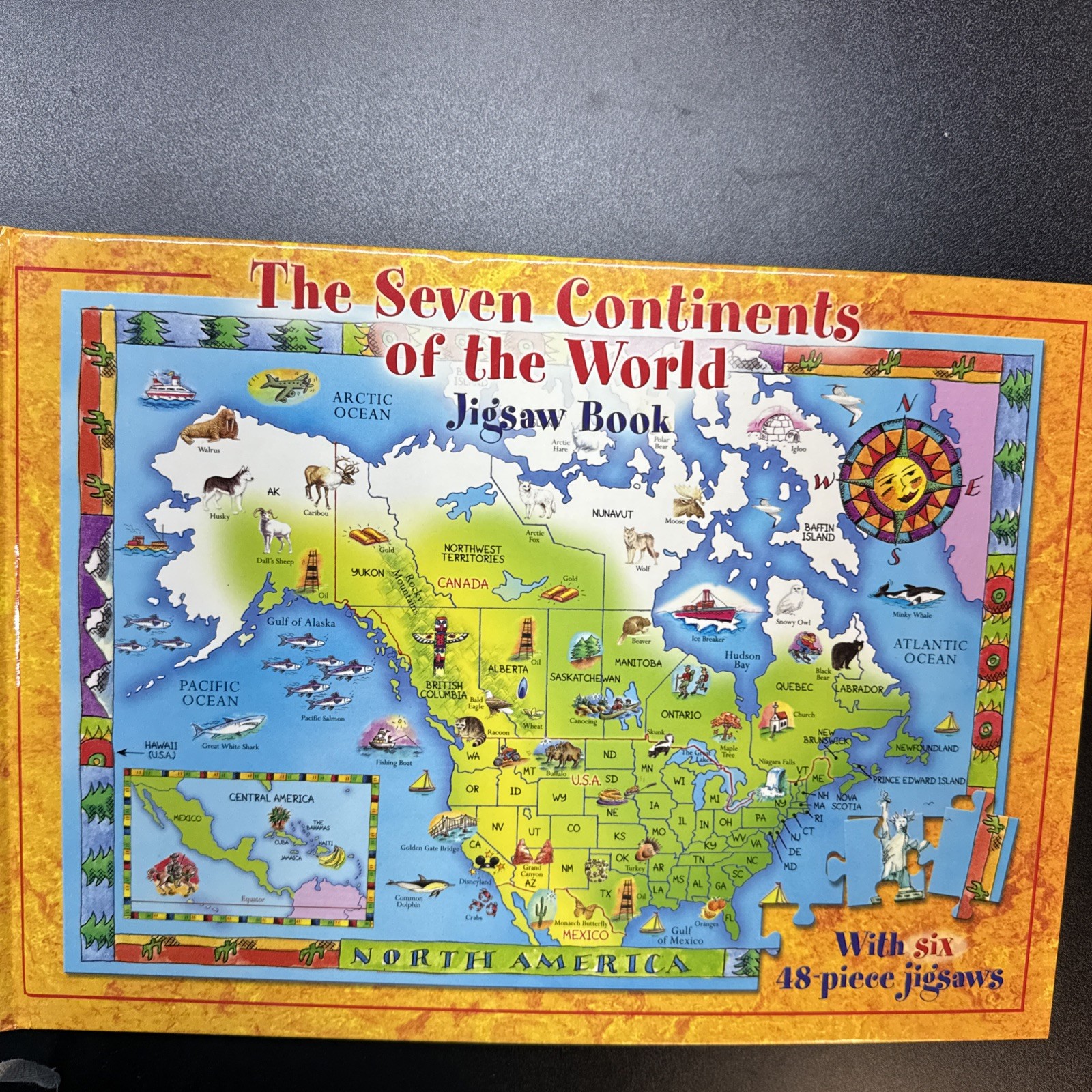 The Seven Continents World Jigsaw Book 7×48 Piece Puzzles Map Kids
