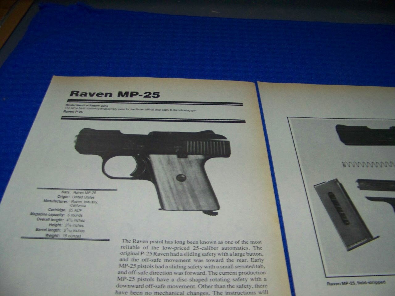 RAVEN MP-25 (.25 ACP) PISTOL….FIELD STRIP & ASSEMBLY (685CC)