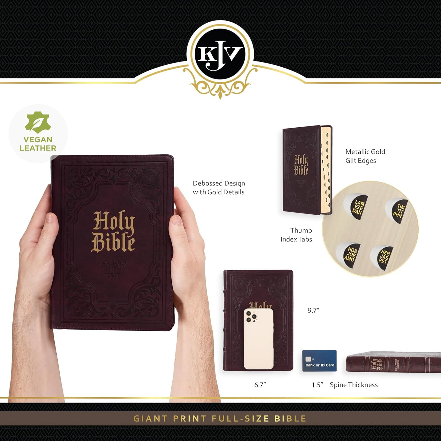KJV Holy Bible, Giant Print Full-Size Faux Leather Red Letter Edition – Thumb In