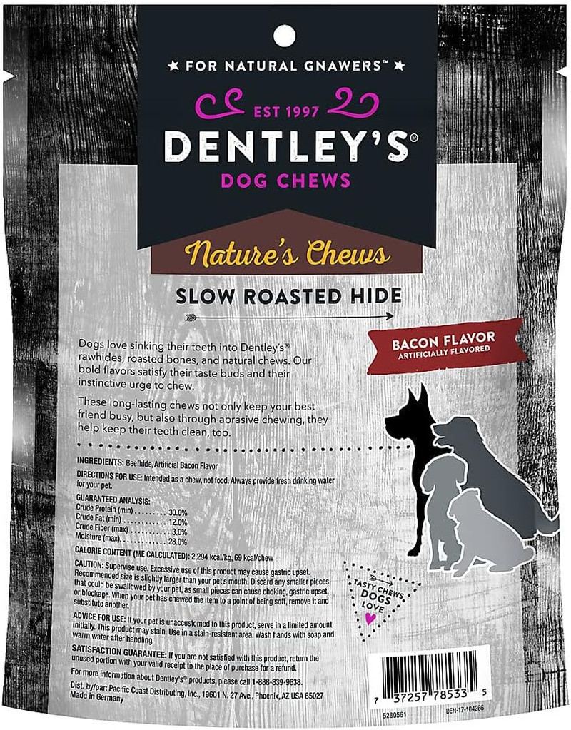 Dently Nature`S Chews Slow Roasted Hide Bacon Flavor for Heavy Chewers 5 Oz Bag