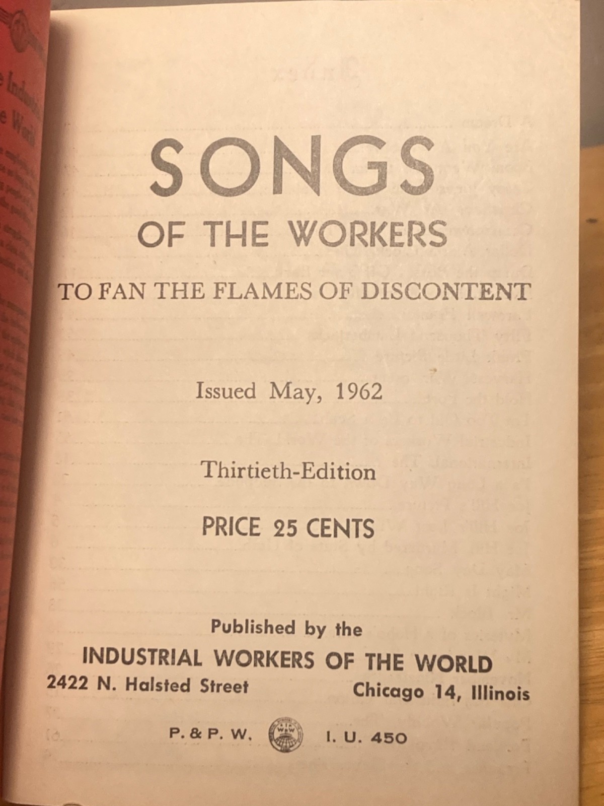 Early .25 The Songs of The Workers – To Fan The Flames of Discontent !!