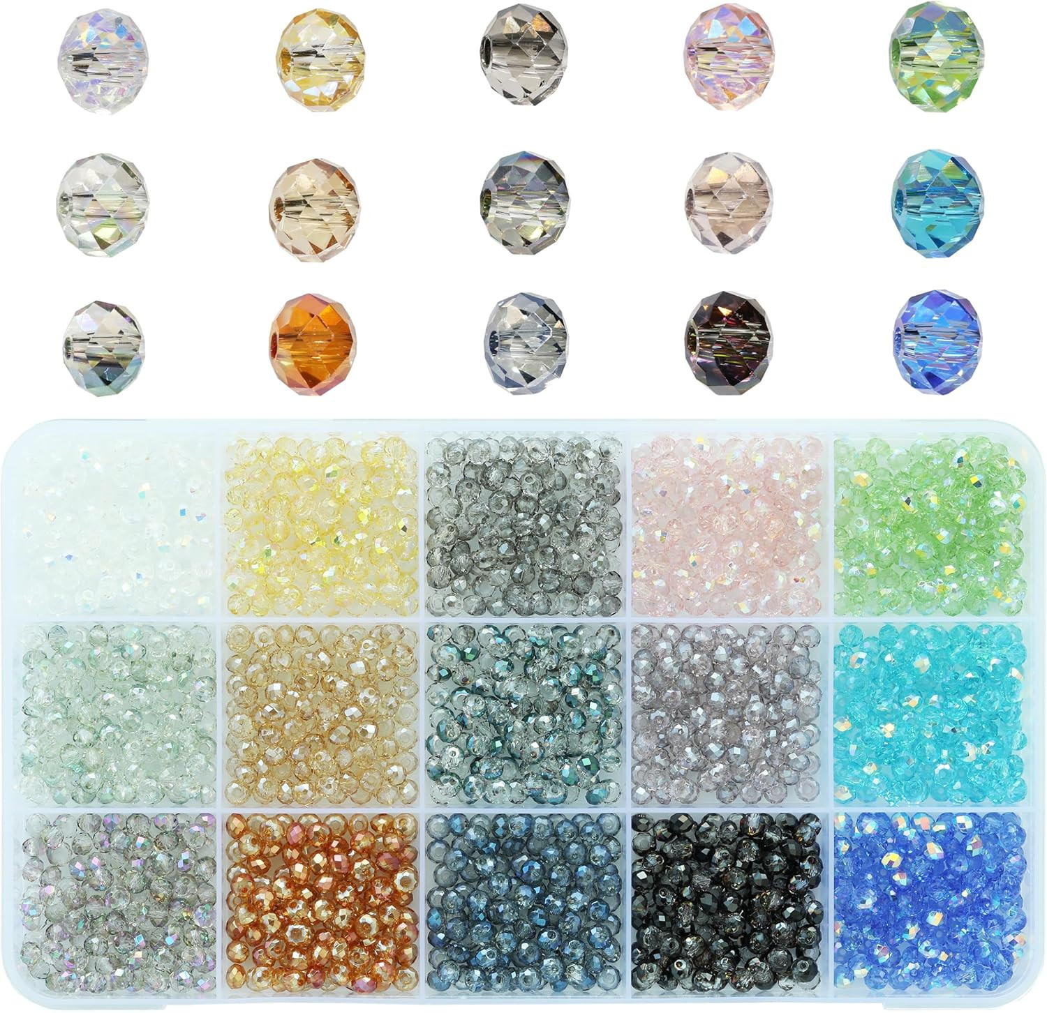 4Mm Crystal Rainbow Colors Glass Briolette Faceted Rondelle Beads for Making Jew