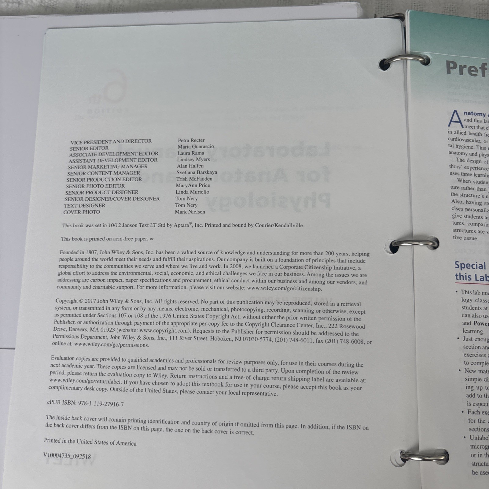 Laboratory Manual for Anatomy and Physiology, 6e Loose-Leaf Print Co – VERY GOOD
