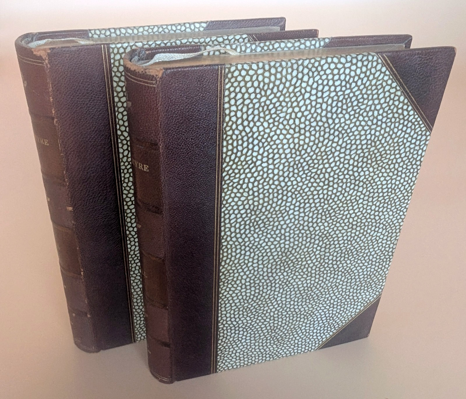 1850 Jane Eyre Currer Bell Fine Leather Binding 2 Vol Tauchnitz Set