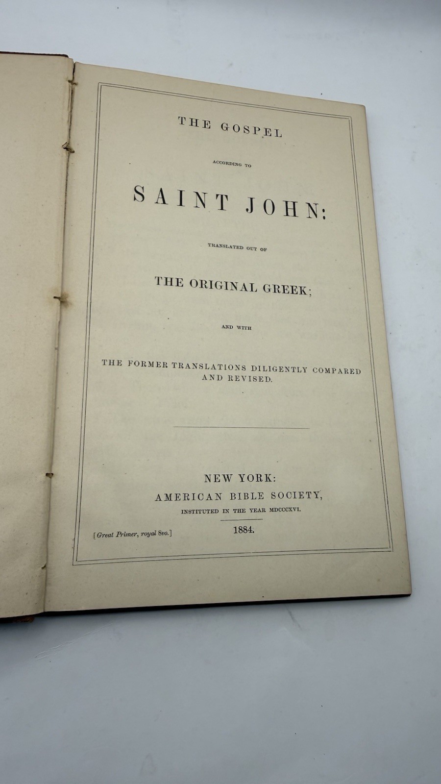 The Gospel According to St. John – American Bible Society 1884 HC Large Print