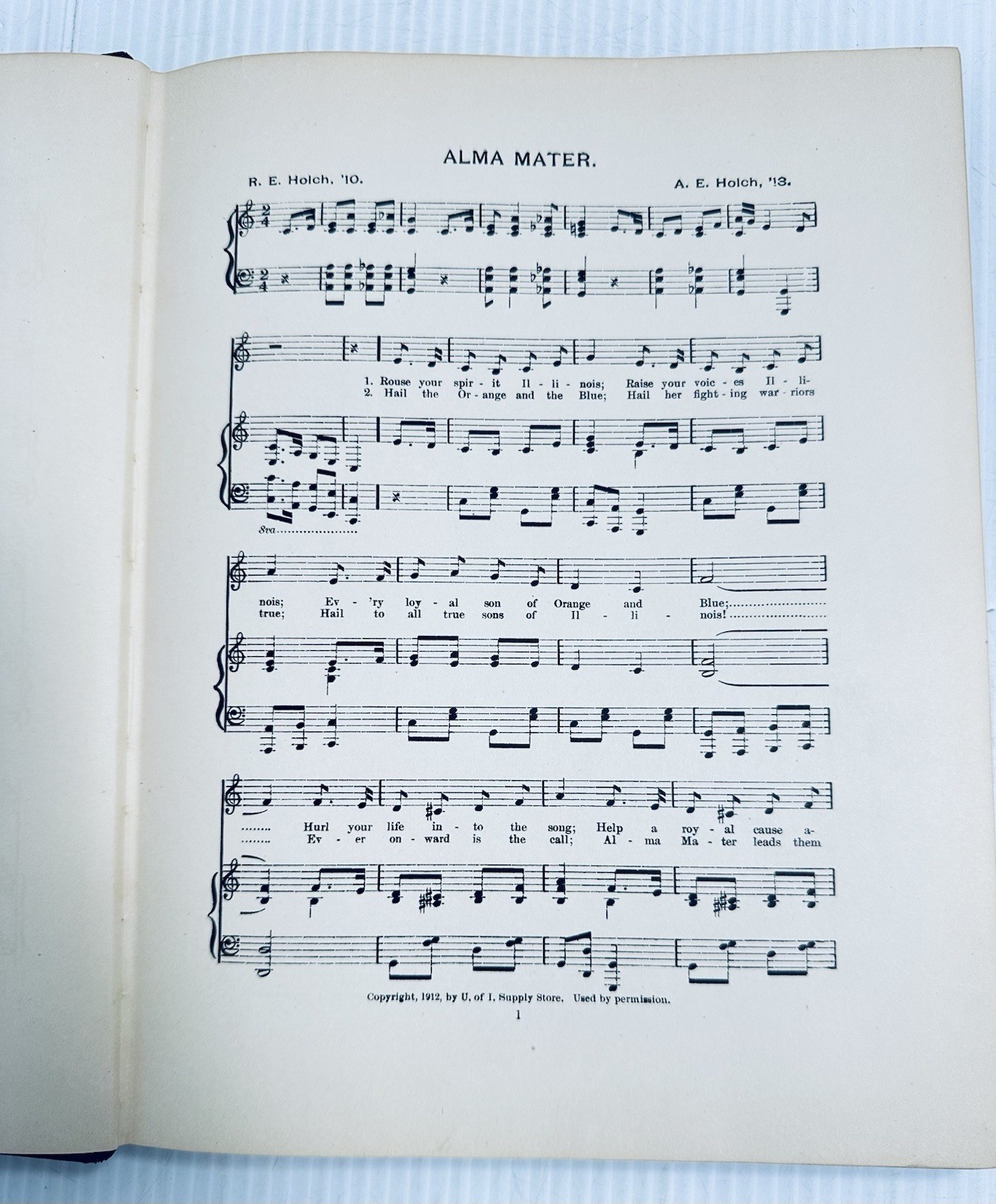 1918 University of Illinois Song Book Vintage College Song Hardcover Memorabilia