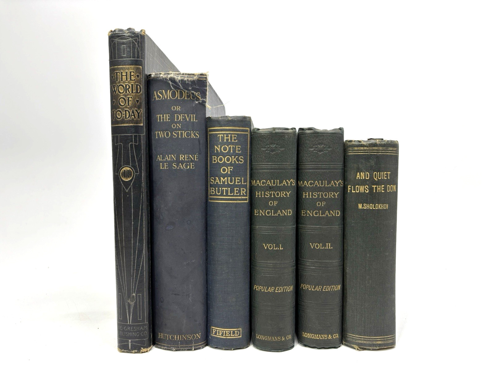 Collection of Distressed Old Books for Decoration. 23.5cm shelf space.